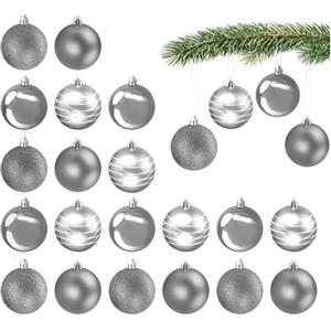 com-four® 20x palline di Natale, palline di plastica per Natale, decorazioni per l'albero di Natale con pendente, Ø 6 cm