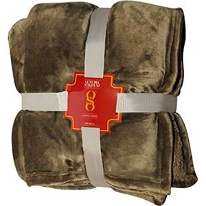 MiaSuite Plaid invernale in Pile anallergico, 130x160 cm - Colore: Oliva - Effetto velluto lucente, design elegante, morbido al tatto, lavabile in lavatrice.