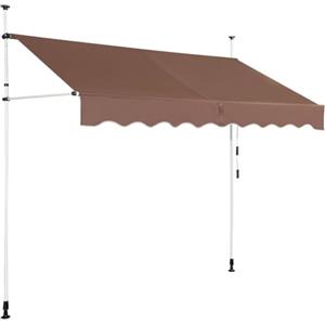 RELAX4LIFE Tenda da Sole per Esterno con Morsetto senza Forare, Telaio Telescopico, Telo Anti-UV, Altezza e Inclinazione Regolabile, Ideale per Balcone e Terrazzo (Marrone, 250x175cm)