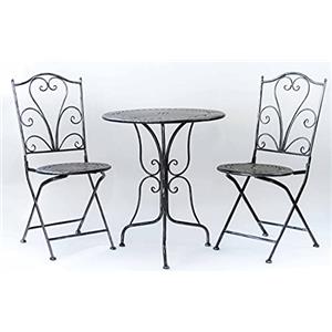 AVANTI TRENDSTORE - Stylus - Set arredo Esterno in Ferro per Due Persone, Composto da Un tavolino con Piano Rotondo e Due sedie in Colore Nero Antico.