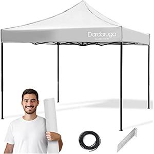 DARDARUGA Gazebo Pieghevole da Giardino 3x3m, Impermeabile, Resistente ai Raggi UV, Chiusura a Fisarmonica, Tessuto Oxford Premium, Altezza regolabile 3 livelli, Picchetti + Sacca + Corde Incluse, Colore Bianco