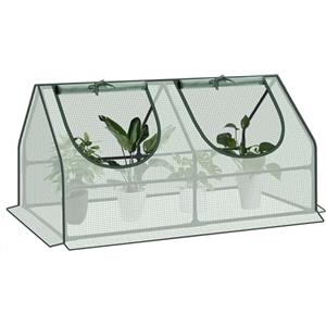 WOLTU Serra da Giardino con 2 Finestre Avvolgibili, Serra da Balcone, in Rete PE 140g/m2, 4 Picchetti, 120x60x60cm, Verde