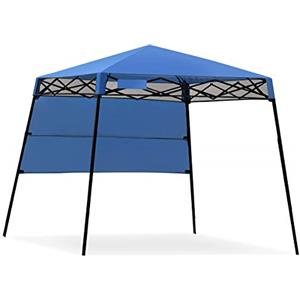 RELAX4LIFE Gazebo da Giardino Pieghevole, Gazebo da Esterno Impermeabile e Resistente, Altezza Regolabile, Tenda Gazebo per Fiere, Mercato, Campeggio (2,1x2,1x2,1M, Blu)