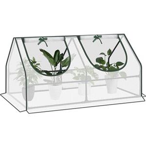 WOLTU Serra da Giardino con 2 Finestre Avvolgibili, Serra da Balcone, in Rete PE 140g/m2, 4 Picchetti, 120x60x60cm, Bianco