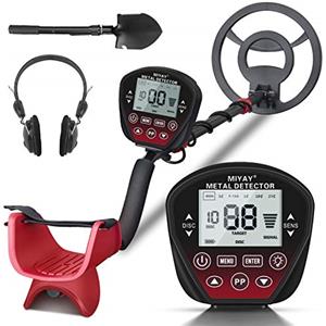 MIYAY Metal Detector Professionali - Metal Detector per Adulti e Bambini con Display Retroilluminato, Bobina di Ricerca Impermeabile da 10", Lunghezza regolabile, 5 Modalità Professionale