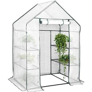 WOLTU Serra da Giardino con Telo in PE Vivaio per Piante Fiori da Balcone e Terrazzo Bianco