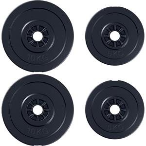 HOMCOM Set di 4 Dischi Pesi per Bilanciere e Manubri Peso Totale 30kg, 2x5kg e 2x10kg, Nero