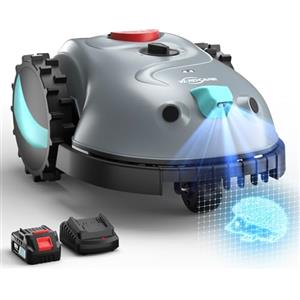YARDCARE V100 Robot Tagliaerba a Batteria con Navigazione Visiva, Taglio a Spirale, Rilevamento di 150 Ostacoli, Robot Tosaerba Elettrico Fino a 150m², Robot Tosaerba Eelettrico con Lame di Ricambio