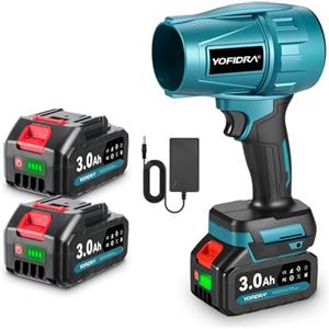 Yofidra Soffiatore A Batteria, Soffiatore Spiratore A Batteria da 576 km/h, Soffiatore con 2 x 3,0 Ah Batterie, 28,000 RPM, Soffiatore Elettrico per Bolle di Foglie, Auto, Foglie, Neve, Polvere