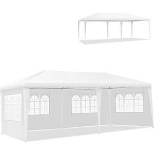 RELAX4LIFE Gazebo Giardino 3x6M/3x9M Modulare con 0/4/5/6/8 Pareti e Finestre, per Feste/Matrimoni/Mercati, Resistente a Pioggia e Sole, Facile Montaggio (3X6M-4 Pannelli Laterali)