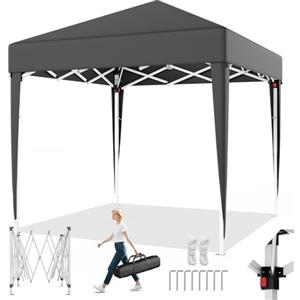 TRIUMPHKEY Gazebo 2 x 2 Pieghevole Impermeabile, Iimpermeabile Stabile Gazebo Esterno resistente, Protezione UV 50+, Facilmente ripiegabile, Gazebos da giardino regolabile in altezza,Grigio