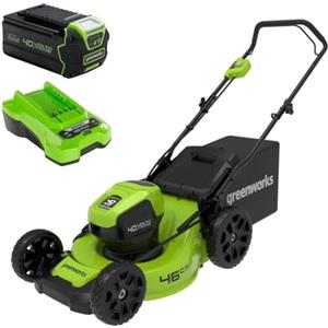 Greenworks 40V Tagliaerba a batteria con batteria da 4ah e caricabatterie, GD40LM46HPK4, 46cm di taglio, rasaerba senza spazzole, 7 altezze regolabili