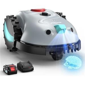YARDCARE V100 Robot Tagliaerba a Batteria con Navigazione Visiva, Taglio a Spirale, Rilevamento di 150 Ostacoli, Robot Tosaerba Elettrico Fino a 150m², Robot Tosaerba Eelettrico con Lame di Ricambio