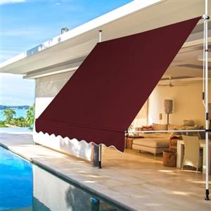 RELAX4LIFE Tenda da Sole per Esterno con Morsetto senza Forare, Telaio Telescopico, Telo Anti-UV, Altezza e Inclinazione Regolabile, Ideale per Balcone e Terrazzo (Rosso, 250x175cm)