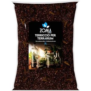 ZOMA Substrato per Terrario Piante - Terriccio drenante con Humus, Inerti e Carbone attivo per piante terrario - Mantiene l'Idratazione Senza Ristagni, 100% Naturale Senza Concimi Chimici - 2l