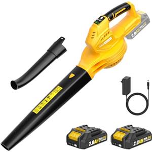 SEYVUM Soffiatore a Batteria con 2×2.0Ah,20V Soffiatore Foglie Elettrico, 3 velocità,Max velocità di15000RPM,max regolabile120km/h Caricabatterie,per foglie giardino, trucioli legno
