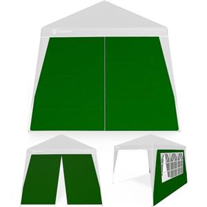 CASARIA 2 pannelli laterali per gazebo, 3 x 3 m, impermeabili, con finestra con chiusura lampo, per pareti laterali, da giardino, pieghevole, colore verde