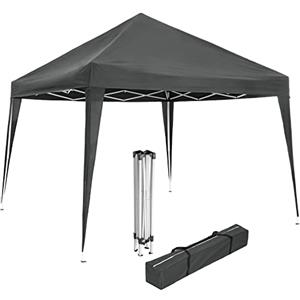 tectake® Gazebo da Giardino Regolabile, Padiglione Gazebo da Esterno Resistente con Telaio in Acciaio, Idrorepellente, Resistente ai Raggi UV, 300 x 300 x 255 cm - Grigio
