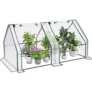 WOLTU Serra da Giardino con 2 Porte Avvolgibili, Serra da Balcone, in Rete PE 140g/m2, 4 Picchetti, 180x90x90cm,