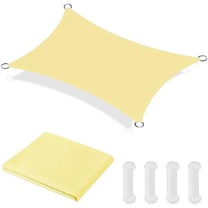 OFFCUP Tenda Parasole, 2 x 3 M Vela Ombreggiante Impermeabile, Vela de SombraTriangular, Protezione Solare Respirante Anti UV, per Esterno, Giardino, Terrazzo, Balcone, Patio (Beige)