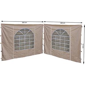 QUICK STAR Quick-Star 2 pareti Laterali con Finestra in PVC 300 x 195 cm per Gazebo Sahara 3 x 3 m Parete Laterale Sabbia