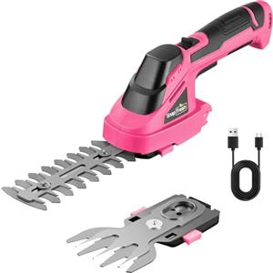 SnapFresh Forbici a Batteria per Erba 8V, Lunga Autonomia: 60 min, Tosaerba e Tagliasiepi 2 in 1 Tagliabordi a Batteria Cesoia Elettrica Taglio Larghezza 83mm Lunghezza 122mm Adatto al Giardino(Rosa)