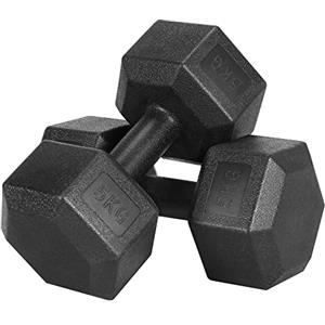 Yaheetech Set 2 Manubri Esagonali 5 kg per Palestra e Casa in Ferro e Pvc Antiscivolo Nero