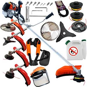 IMJ-Global Decespugliatore Rasaerba Tagliaerba a Scoppio | Motore a 2 Tempi | 52cc | Raffreddamento ad Aria | Velocità di Rotazione max 9500 giri/min | Lunghezza del Manico 150 cm