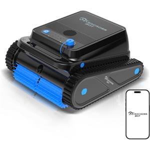 EVERCROSS BOT U8 Robot Piscina Senza Fili, Pulizia Fondo, Pareti e Linea Galleggiamento, 4 modalità, 120 Min di Autonomia, Navigazione Intelligente, Parcheggio Automatico, Fino a 200㎡ (Nero-APP)
