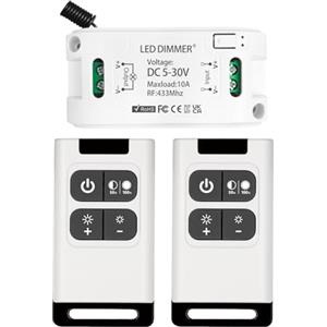 DieseRC Interruttore Dimmer senza fili DC 5V ~ 30V 10A Controller Ricevitore Relè con 2 Telecomandi