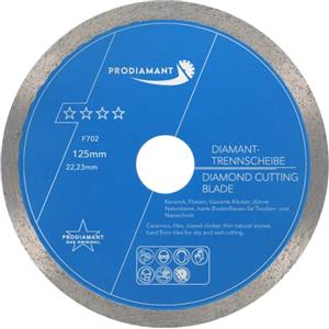 PRODIAMANT Disco da taglio diamantato Tile Professional 125 mm x 22,23 mm F702 ProRim no break out su piastrelle smaltate gres porcellanato ceramica e pietra naturale
