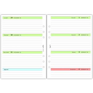 Agendepoint.it - Ricambio agenda organizer settimanale GREEN 15x21cm A5 90gr 6fori - 2026