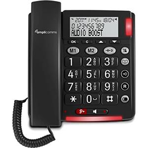 Amplicomms BigTel 48 Plus Telefono con Pulsanti Grandi con Funzione Vivavoce e Audio Boost 40 dB, Suonerie Extra Forti, Compatibile con Apparecchi Acustici