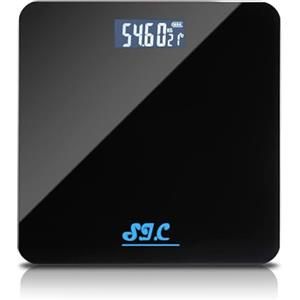 S.I.C Bilancia Pesapersone Digitale Ultrasottile, Vetro Temperato 6mm, Display LCD Retroilluminato, 4 Sensori Alta Precisione (Max 180 kg), Ideale per Adulti, Bambini e Fitness