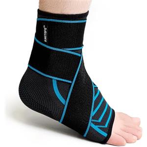 PUTUO Caviglia Tutore Cavigliera con Fascia: Cavigliera Ortopedica per Distorsione per Donna e Uomo - Calze a Compressione con Elastica Tutore Piede per Fascite Plantare Tendinite Blu 39-42 1 Pezzo