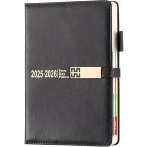 Holderzyi Agenda 2025-2026, formato A5, una pagina al giorno, un giorno per pagina, 12 mesi giornaliero e mensile, con linguetta mensile colorata, organizer con copertina rigida con segnalibri, tasca interna