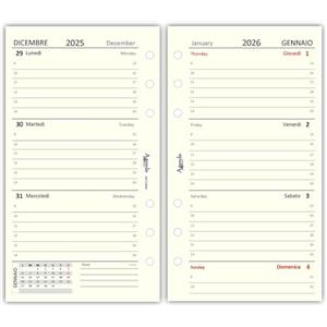 Agendepoint.it - Ricambio agenda organizer settimanale 9,5x17cm BI-LINGUA AVORIO - 2026