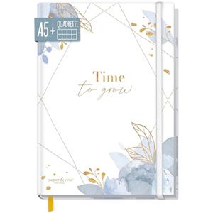 Häfft paper&you® Taccuino A5+ quadrettato con elastico [Time to Grow] - 156 pagine, 78 fogli - come journal, diario, agenda - sostenibile e rispettoso al clima