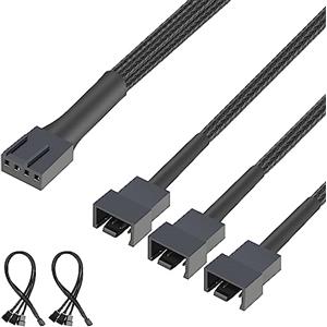 J&D 4 Pin PWM Cavo Divisore, Splitter Controller Ventole PWM Compatibile con Ventole di Case PC a 3 Pin/4 Pin Schede Madri, 2 Pezzi, 30 cm