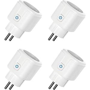 Zecamin ZigBee Smart Presa 16 A, 3680 W, Alexa con telecomando/controllo vocale, presa intelligente misura il consumo energetico, presa WiFi 2,4 G, compatibile con Alexa&Google Home. Hub richiesto. 4 Pack
