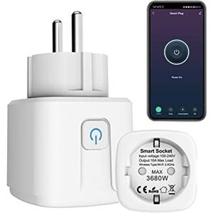 Zecamin ZigBee Smart Presa 16 A, 3680 W, Alexa con telecomando/controllo vocale, presa intelligente misura il consumo energetico, presa WiFi 2,4 G, compatibile con Alexa&Google Home. Hub richiesto. 1 Pack