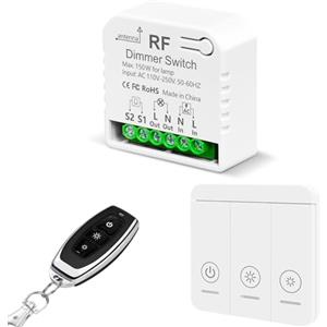 Tedeligo Dimmer Interruttore Luce Senza Fili Con Telecomando, AC220V Controllo Interruttore Dimmerabile Per LED E Alogene, Dimmerabile 10W-150W, Compatibile Con Dimmer Da Pannello A Parete(No Wi-Fi)