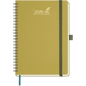 BEZEND Agenda 2026 Settimanale Spirale, A5 21 x 15,5 cm, 18 Mesi Diario Scuola con Doppio Orario da Lug.25 a Dic.26, Copertina Morbida in Pelle PU - Mostaza