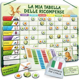LIKARTO Tabella delle Ricompense per Bambini - Tabella magnetica con numerose attività e 280 magneti - Stimola i bambini a comportarsi bene - Calendario bambini montessori - Verde