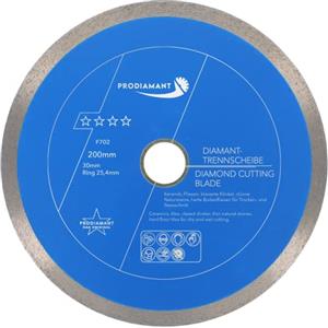 PRODIAMANT Disco da taglio diamantato Tile Professional 200 mm x 30/25,4 mm F702 ProRim no break out su piastrelle smaltate gres porcellanato ceramica e pietra naturale