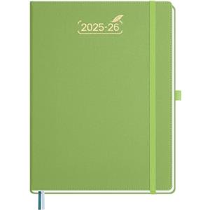 BEZEND Agenda 2026 Settimanale A4 28 x 22 cm, 18 Mesi Diario Scuola con Doppio Orario da Lug.25 a Dic.26, Copertina Rigida in Pelle PU - Frutta Verde