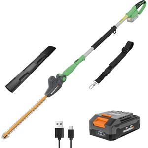 WORKPROX Tagliasiepi telescopico a Batteria 20V con Batteria da 2,0 Ah e Cavo di Ricarica Type-C, 2,8m Tagliasiepi Elettrico, Lunghezza Lama 45cm, Diametro di Taglio 18mm per Giardino, Siepi alte