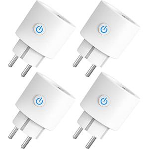 ANTELA Presa Intelligente Wifi 16A Smart Plug (Type F), Monitoraggio energetico, Protezione Sovraccarico, Timer e Regolazione del Programma, Compatibile con Alexa & Google Home, 4 Pezzi