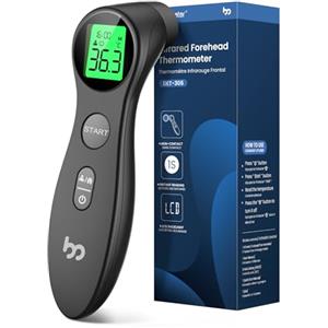 femometer family Termometro senza contatto per neonati, bambini e adulti, termometro digitale a infrarossi, per misurare rapidamente igienico, allarme febbre e display a 3 colori, nero