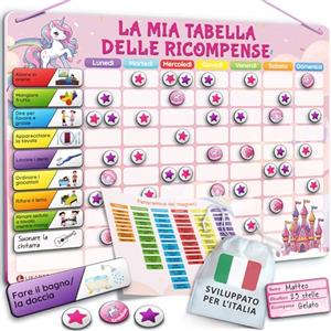 LIKARTO Tabella delle Ricompense per Bambini - Tabella magnetica con numerose attività e 280 magneti - Stimola i bambini a comportarsi bene - Calendario bambini montessori - Rosa
